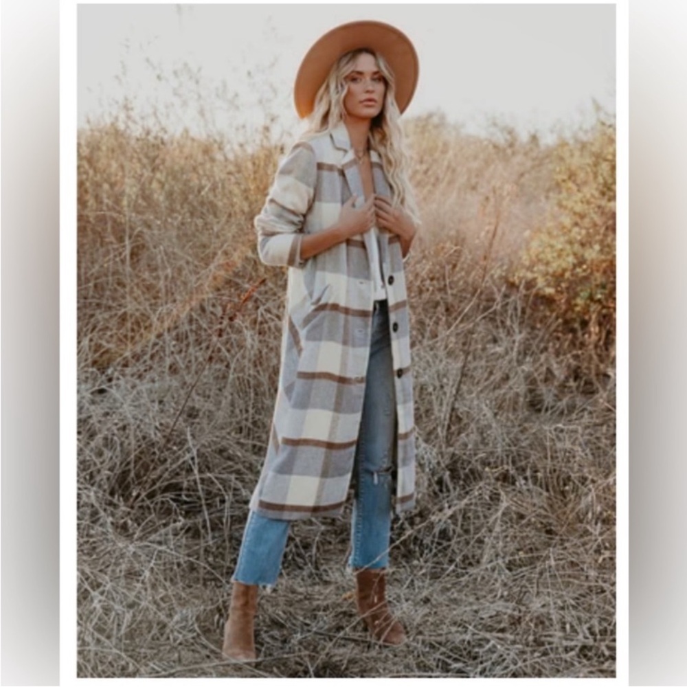 NWOT! Plaid Longline Coat for Women